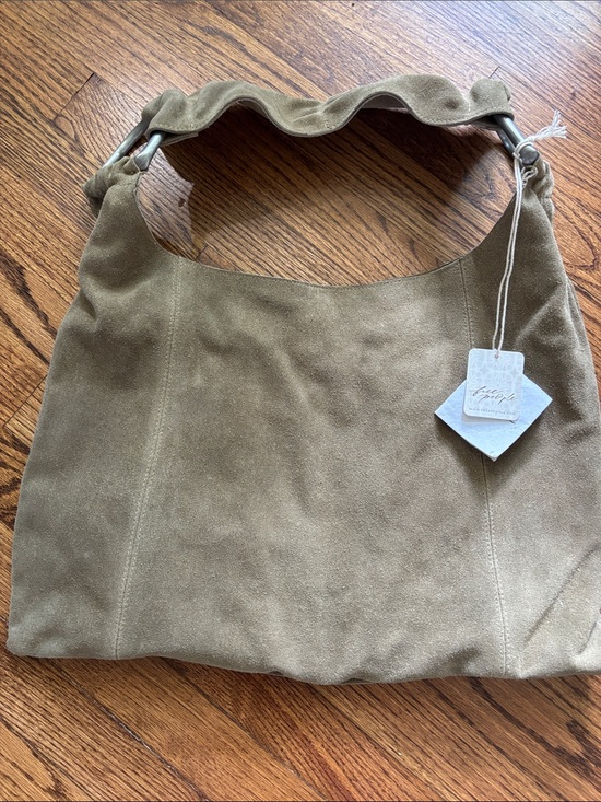 Free People Handbags - NWT Free People real suede leather bag with metal accents . Light sand color